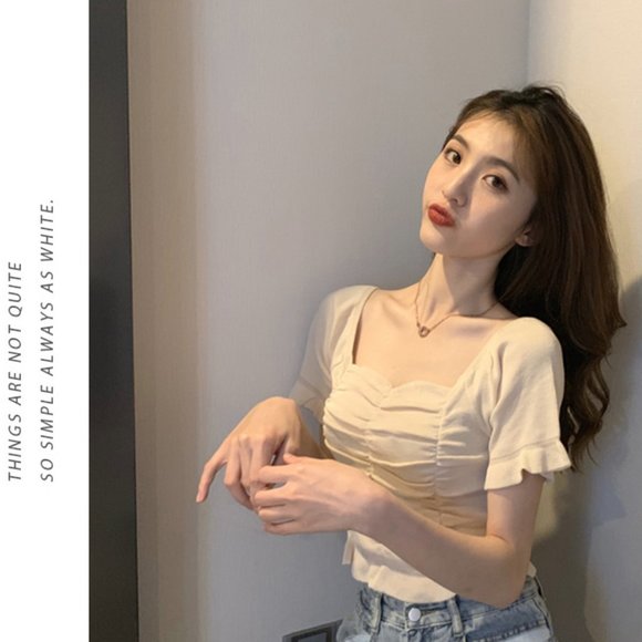 Black knit high waist short top for women's new su - Picture 3 of 4